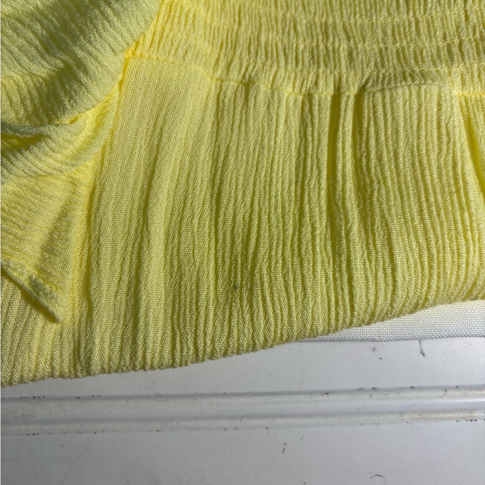 Forgotten Grace Women's 2X Yellow Smocked Stretchy Top w/ Short Ruffled Sleeves - Picture 3 of 6